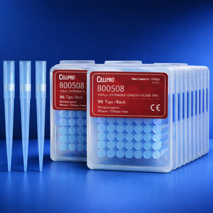 Puntas De 1000ul Extra Largas Con Filtro Estéril En Gradilla