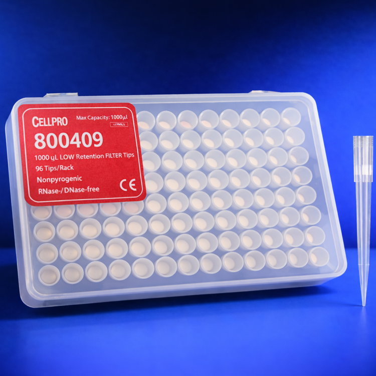 Puntas De 1000ul  Con Filtro Estéril En Gradilla Baja Retención