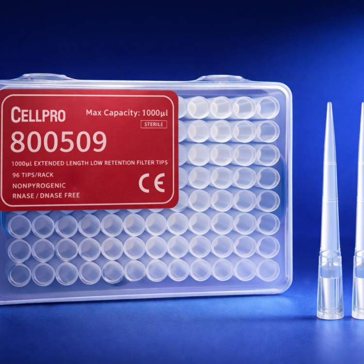 Puntas De 1000ul  Extra Largas Con Filtro Estéril En Gradilla Baja Retención