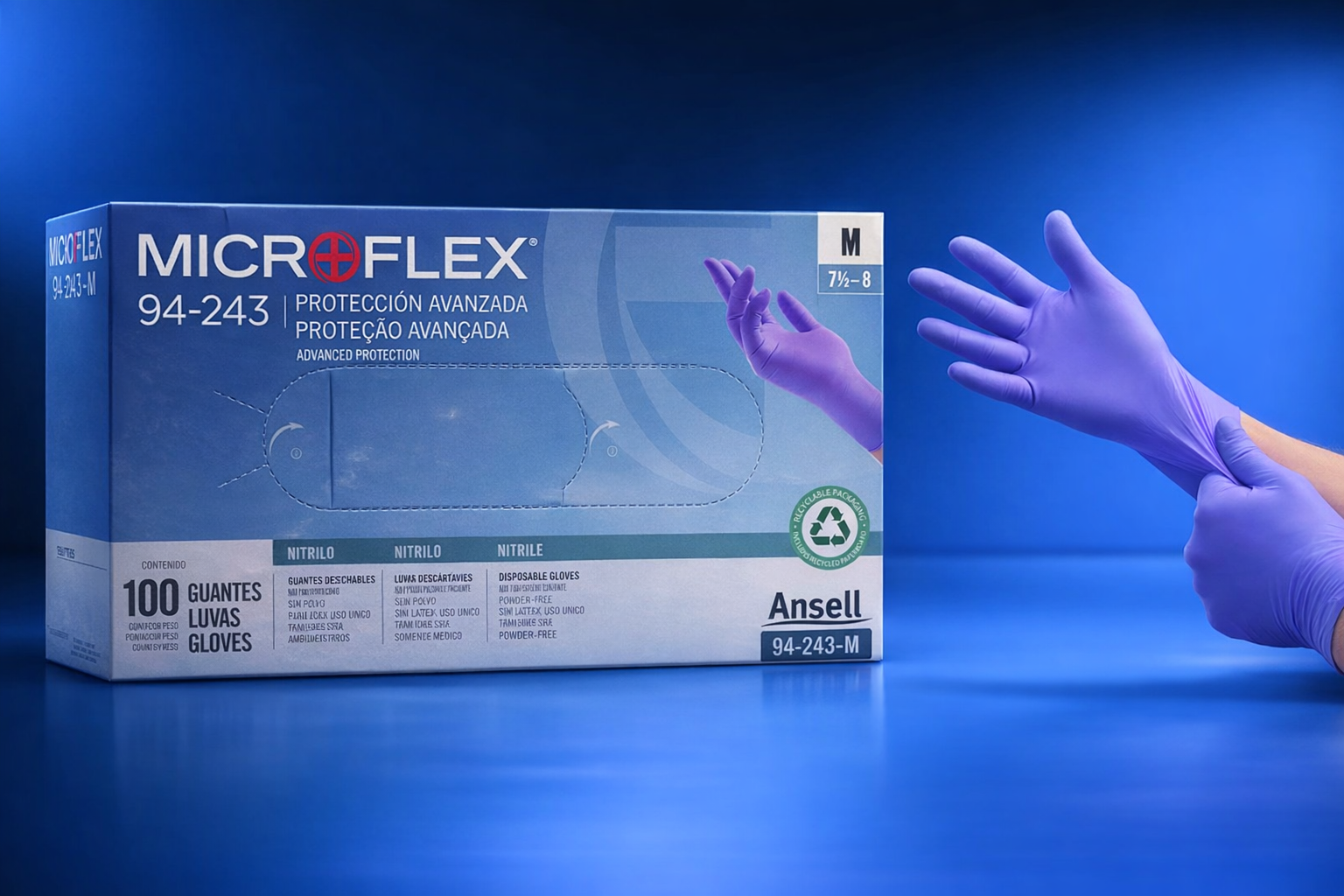 Guantes de nitrilo Microflex 94-243-M talla M no estériles