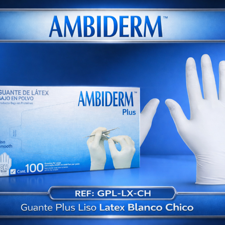 Guante de Látex Chico Ambiderm GPL-LX-CH | Bajo en Polvo Caja con 100 Piezas