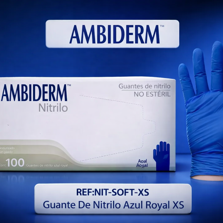 Guante De Nitrilo Azul Royal XS Ambiderm NIT-SOFT-XS
