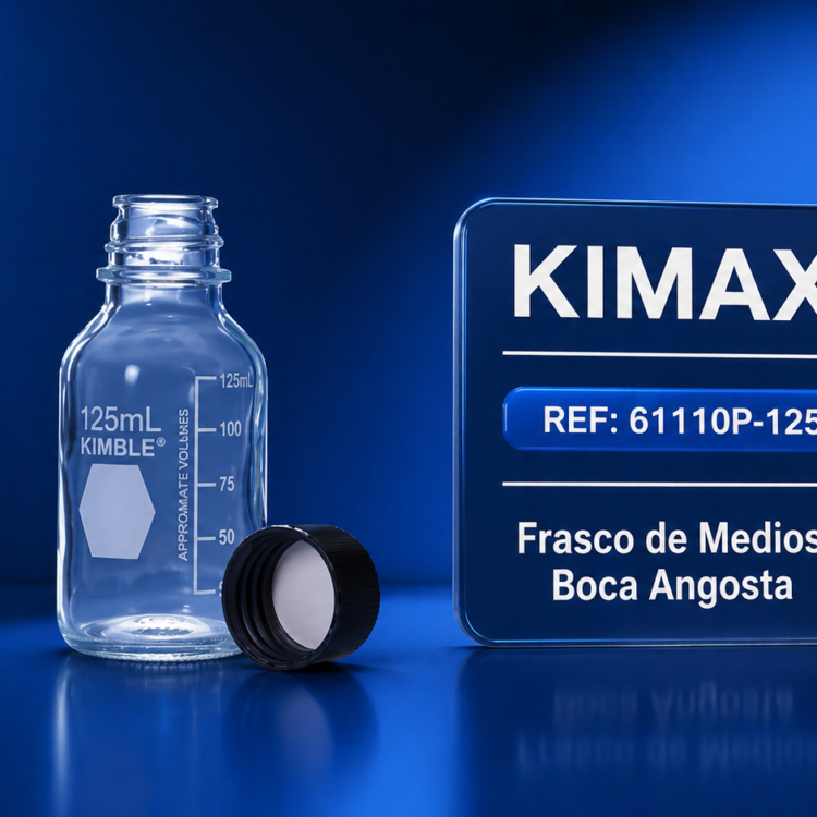 Frasco para Medios Boca Angosta 125 ml Kimax 61110P-125