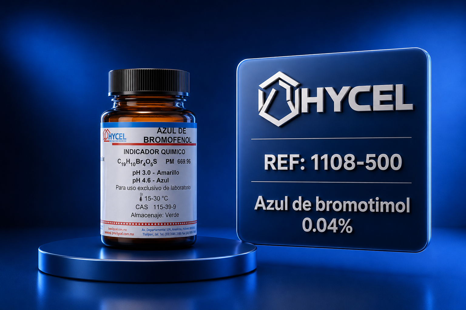 Azul de Bromotimol 0.04% Hycel 500 mL Indicador de pH 1108-500