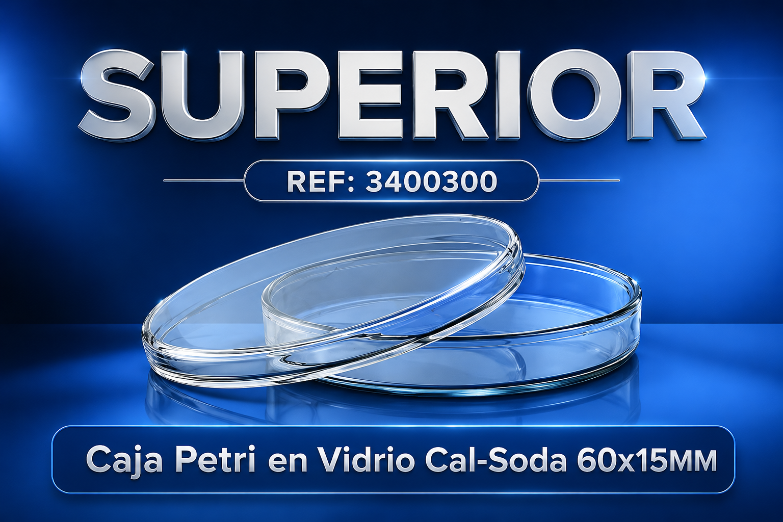 Caja Petri de Vidrio Cal-Soda 60x15 mm Superior 3400300 Autoclavable